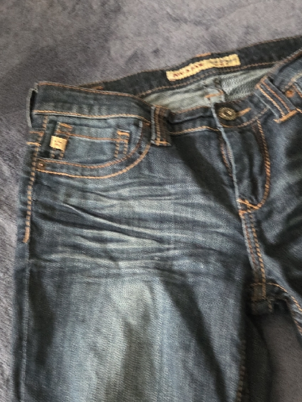 Big Star Kayla Straight Mid-Rise Jeans in Dark Blue with Tan Stitching - Picture 5 of 8